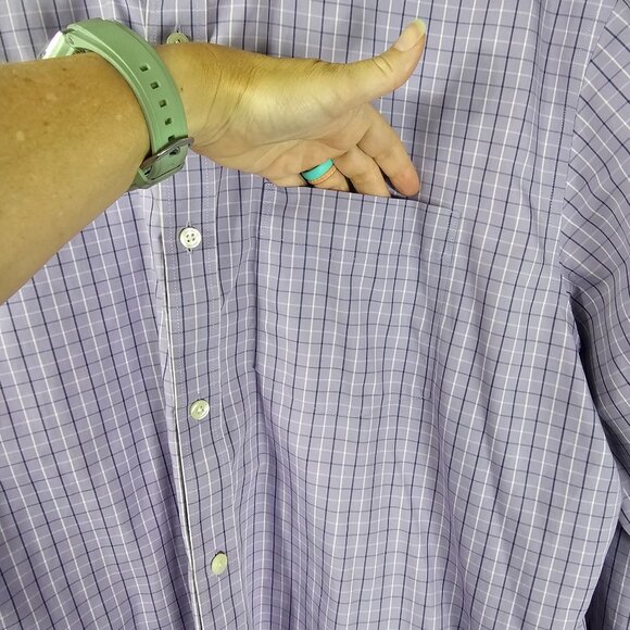 Eddie Bauer Mens Plaid Purple Button Down Shirt Sz XL Wrinkle Resistant Relaxed - Picture 5 of 8